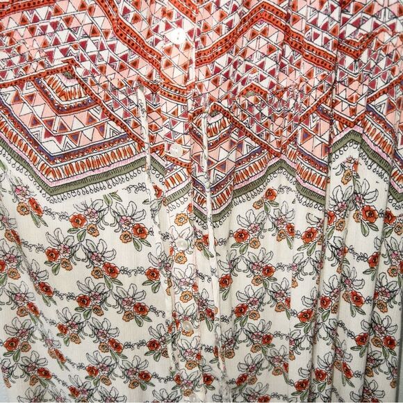 Patrons of Peace Red Floral Boho Off The Shoulder Maxi Dress Size Medium - Picture 3 of 9